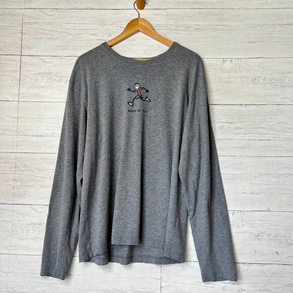 Life is Good Shirt Mens Size Large Gray Born to Run Long Sleeve Casual Everyday - Picture 1 of 16